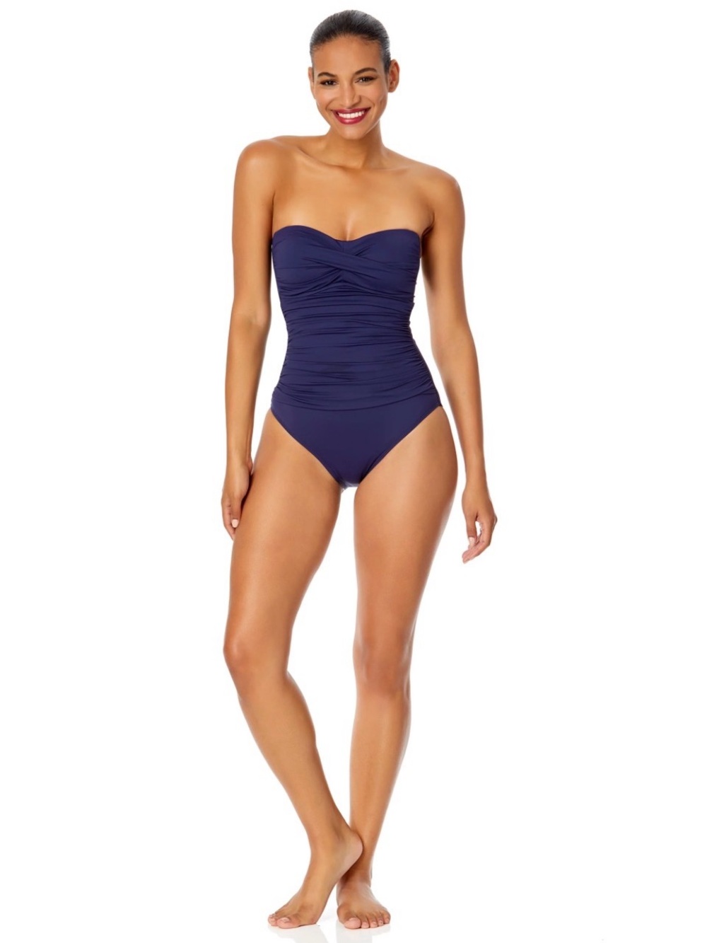 Anne Cole Classic Navy One-Piece Swimsuit with Removable Halter - Picture 4 of 9